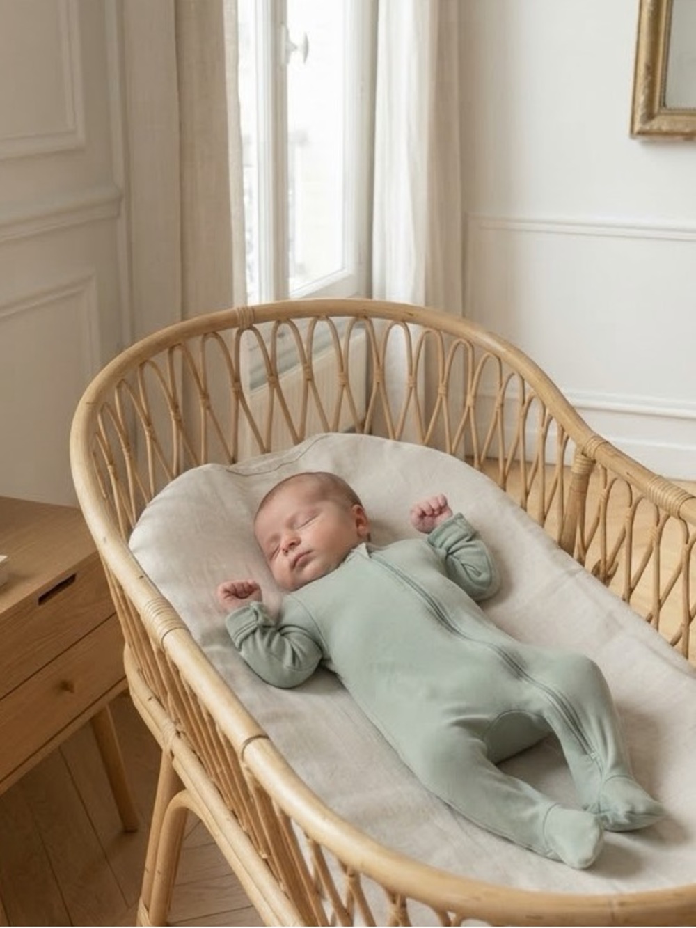 Cloud Island Sage Green Cotton Footed Zipper Sleeper